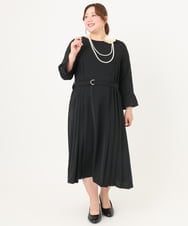 OLEDA06179 eur3(エウルキューブ) 【大きいサイズ/11号サイズあり】プリーツタックワンピース ブラック(94)