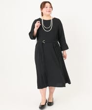 OLEDA06179 eur3(エウルキューブ) 【大きいサイズ/11号サイズあり】プリーツタックワンピース ブラック(94)