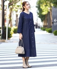 OLEDA10149 eur3(エウルキューブ) 【大きいサイズ】パイピングワンピース ネイビー(57)