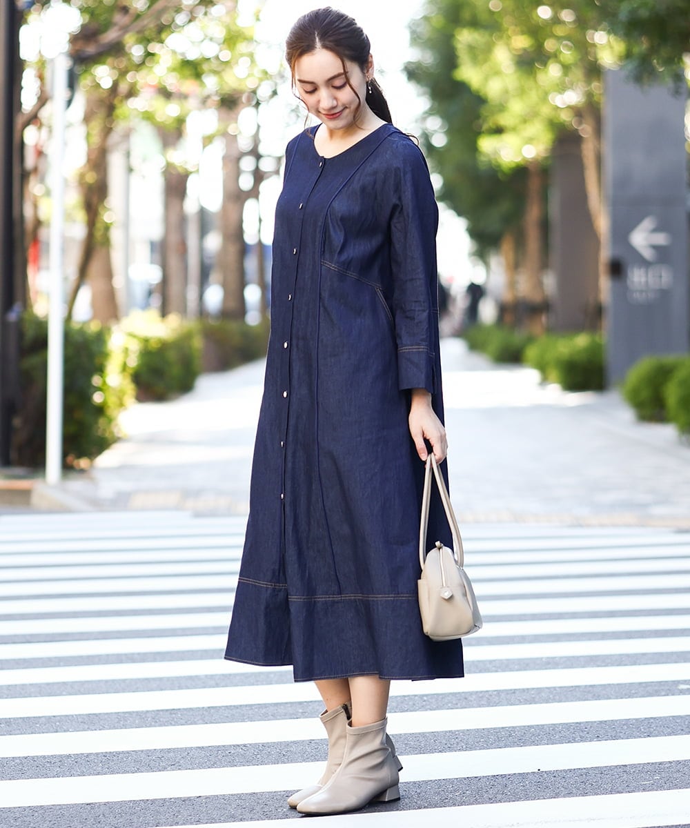 OLEDA10149 eur3(エウルキューブ) 【大きいサイズ】パイピングワンピース ネイビー(57)
