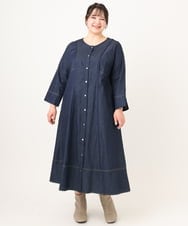 OLEDA10149 eur3(エウルキューブ) 【大きいサイズ】パイピングワンピース ネイビー(57)