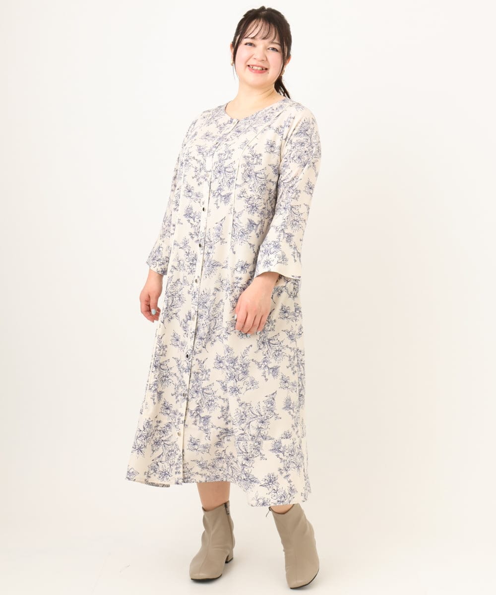 OLEDA10149 eur3(エウルキューブ) 【大きいサイズ】パイピングワンピース ベージュ(82)