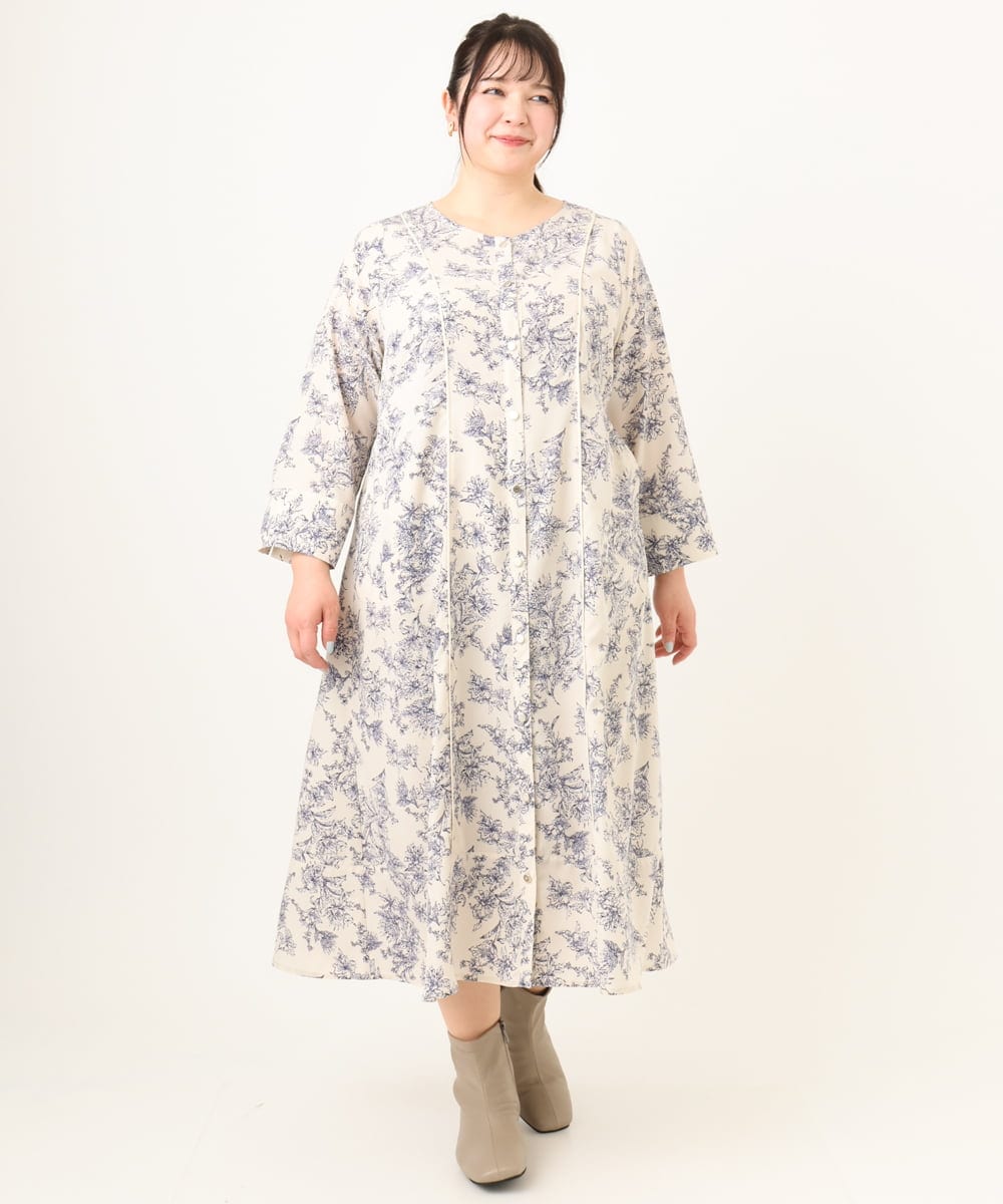 OLEDA10149 eur3(エウルキューブ) 【大きいサイズ】パイピングワンピース ベージュ(82)