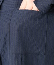 OLEDA11109 eur3(エウルキューブ) 【大きいサイズ】ストライプシャツチュニック　 ネイビー(57)