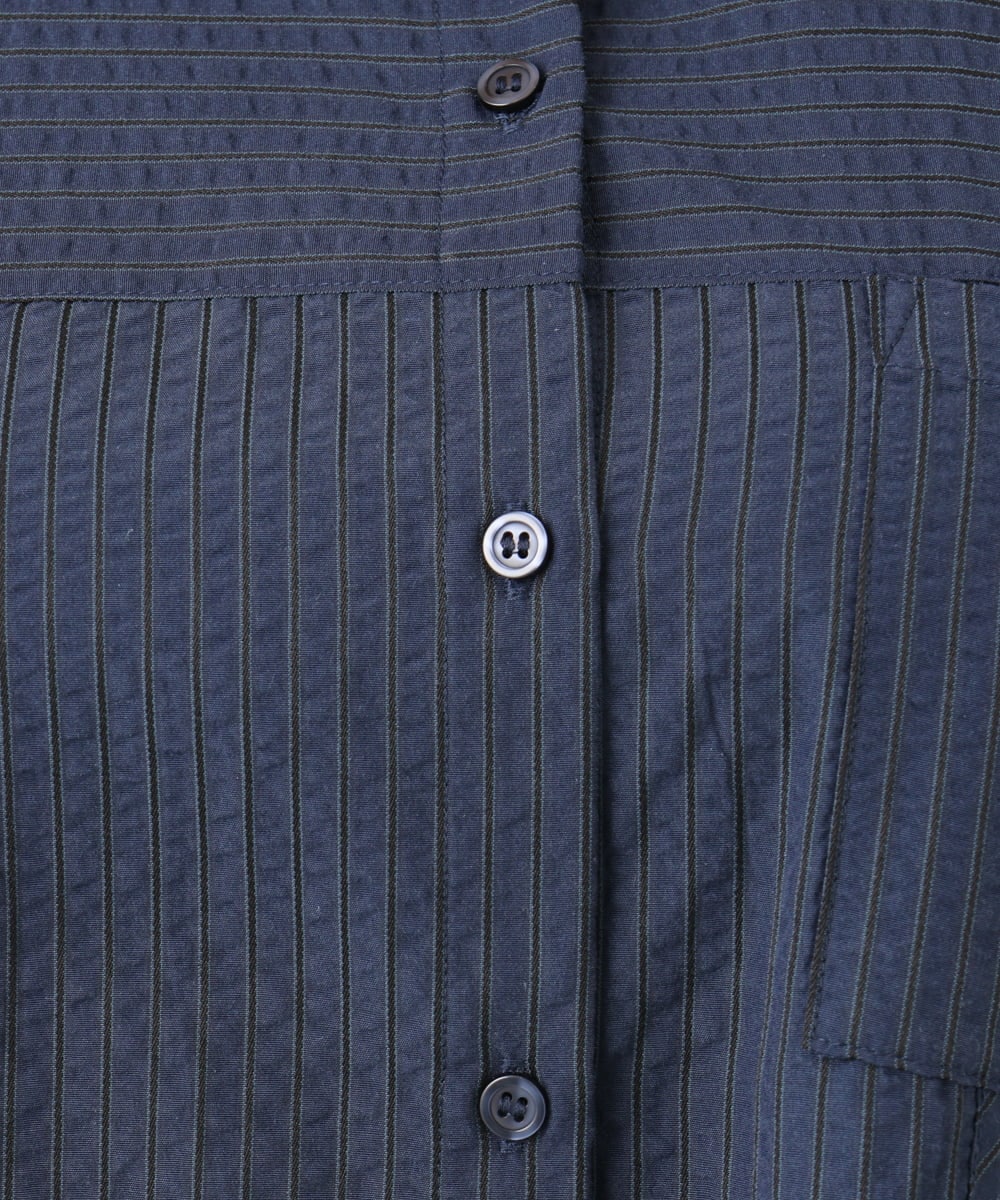 OLEDA11109 eur3(エウルキューブ) 【大きいサイズ】ストライプシャツチュニック　 ネイビー(57)