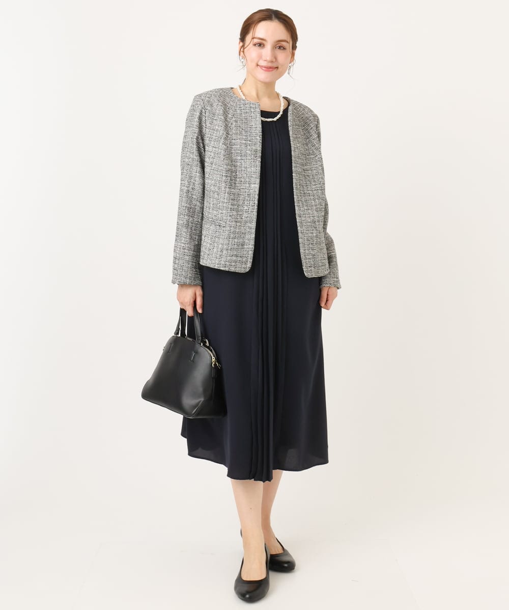 OLEDD05189 eur3(エウルキューブ) 【大きいサイズ】フロントプリーツワンピース ネイビー(57)