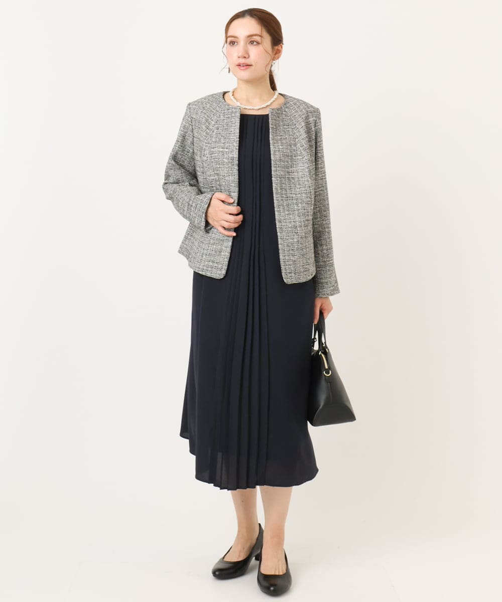 OLEDD05189 eur3(エウルキューブ) 【大きいサイズ】フロントプリーツワンピース ネイビー(57)