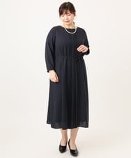 OLEDD05189 eur3(エウルキューブ) 【大きいサイズ】フロントプリーツワンピース ネイビー(57)