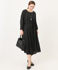 OLEDD05189 eur3(エウルキューブ) 【大きいサイズ】フロントプリーツワンピース ブラック(94)