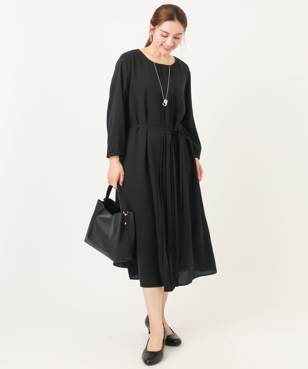 OLEDD05189 eur3(エウルキューブ) 【大きいサイズ】フロントプリーツワンピース ブラック(94)