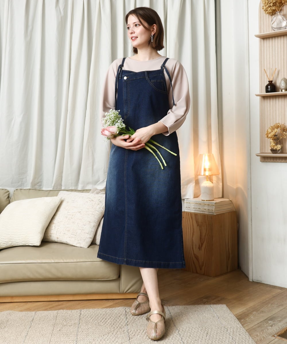 OLEDD08129 eur3(エウルキューブ) 【大きいサイズ】デニムジャンパースカート ネイビー(57)