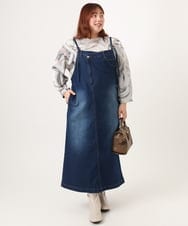 OLEDD08129 eur3(エウルキューブ) 【大きいサイズ】デニムジャンパースカート ネイビー(57)