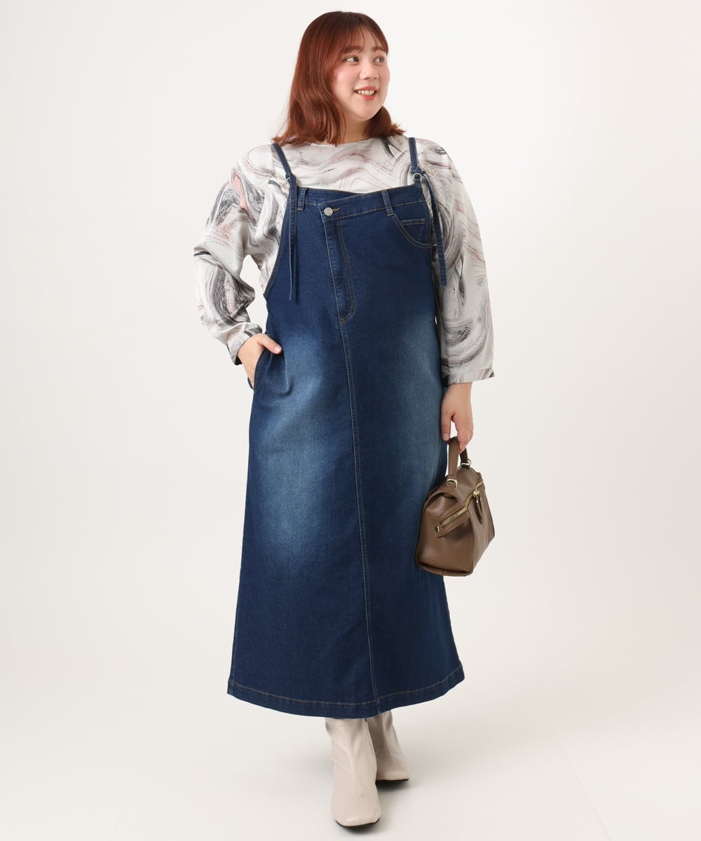 OLEDD08129 eur3(エウルキューブ) 【大きいサイズ】デニムジャンパースカート ネイビー(57)