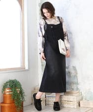 OLEDD08129 eur3(エウルキューブ) 【大きいサイズ】デニムジャンパースカート ブラック(94)