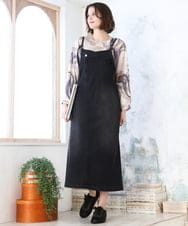 OLEDD08129 eur3(エウルキューブ) 【大きいサイズ】デニムジャンパースカート ブラック(94)