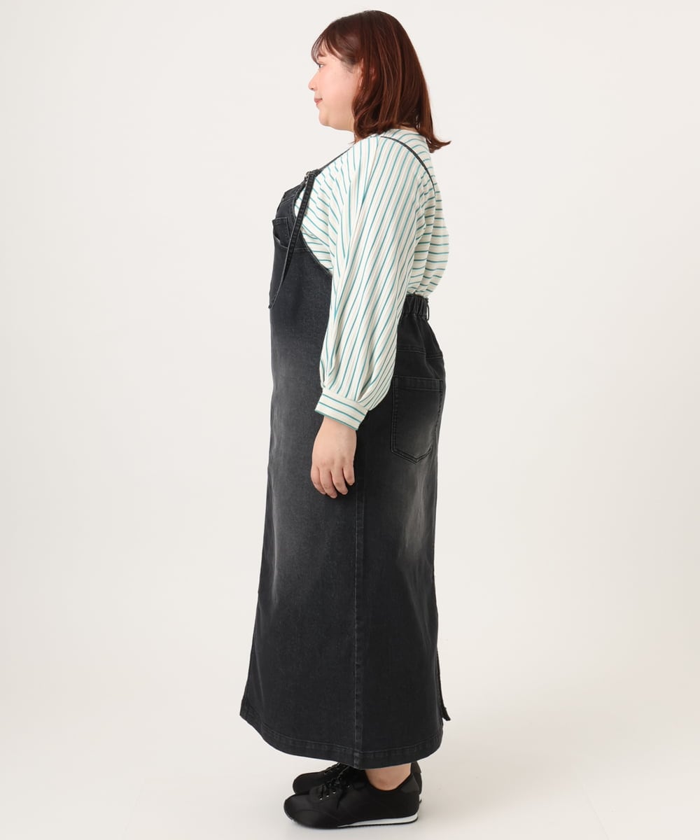 OLEDD08129 eur3(エウルキューブ) 【大きいサイズ】デニムジャンパースカート ブラック(94)