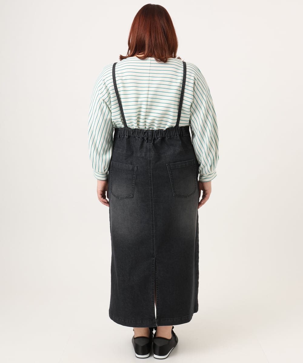 OLEDD08129 eur3(エウルキューブ) 【大きいサイズ】デニムジャンパースカート ブラック(94)