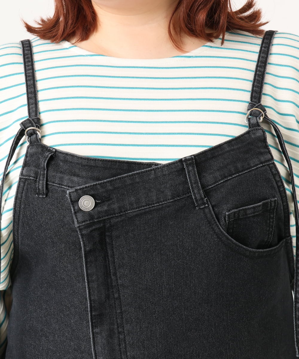 OLEDD08129 eur3(エウルキューブ) 【大きいサイズ】デニムジャンパースカート ブラック(94)