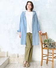 OLEDD10129 eur3(エウルキューブ) 【WEB先行販売】【大きいサイズ】デニムフーディ―シャツチュニック ライトブルー(50)