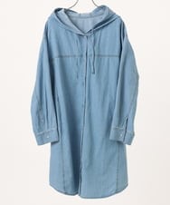 OLEDD10129 eur3(エウルキューブ) 【WEB先行販売】【大きいサイズ】デニムフーディ―シャツチュニック ライトブルー(50)