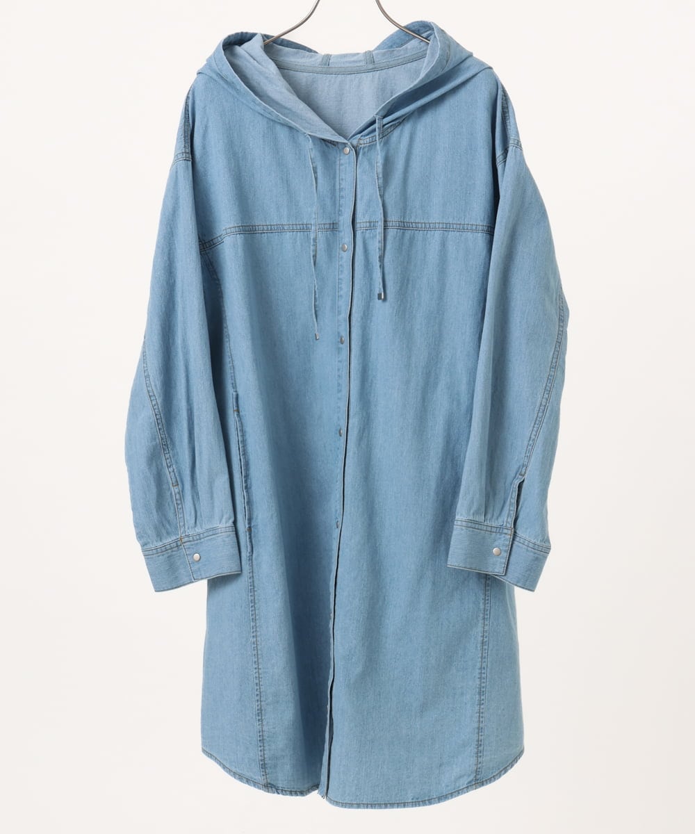 OLEDD10129 eur3(エウルキューブ) 【WEB先行販売】【大きいサイズ】デニムフーディ―シャツチュニック ライトブルー(50)