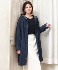 OLEDD10129 eur3(エウルキューブ) 【WEB先行販売】【大きいサイズ】デニムフーディ―シャツチュニック ネイビー(57)