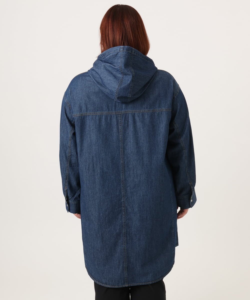 OLEDD10129 eur3(エウルキューブ) 【WEB先行販売】【大きいサイズ】デニムフーディ―シャツチュニック ネイビー(57)