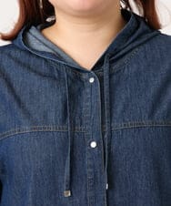 OLEDD10129 eur3(エウルキューブ) 【WEB先行販売】【大きいサイズ】デニムフーディ―シャツチュニック ネイビー(57)