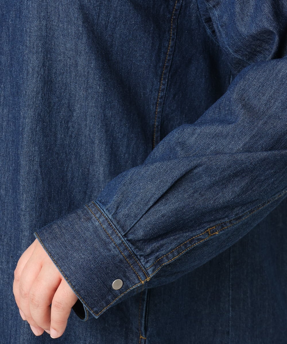 OLEDD10129 eur3(エウルキューブ) 【WEB先行販売】【大きいサイズ】デニムフーディ―シャツチュニック ネイビー(57)