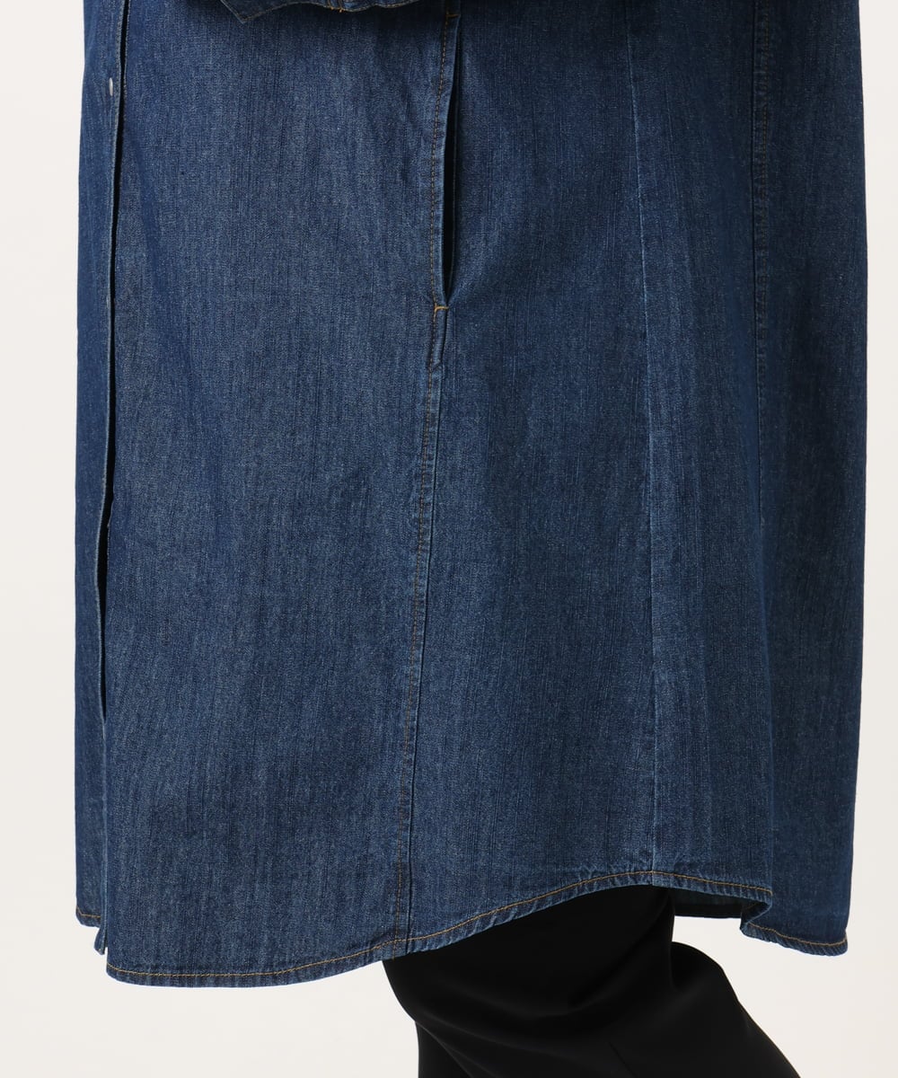 OLEDD10129 eur3(エウルキューブ) 【WEB先行販売】【大きいサイズ】デニムフーディ―シャツチュニック ネイビー(57)