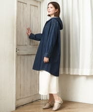 OLEDD10129 eur3(エウルキューブ) 【WEB先行販売】【大きいサイズ】デニムフーディ―シャツチュニック ネイビー(57)