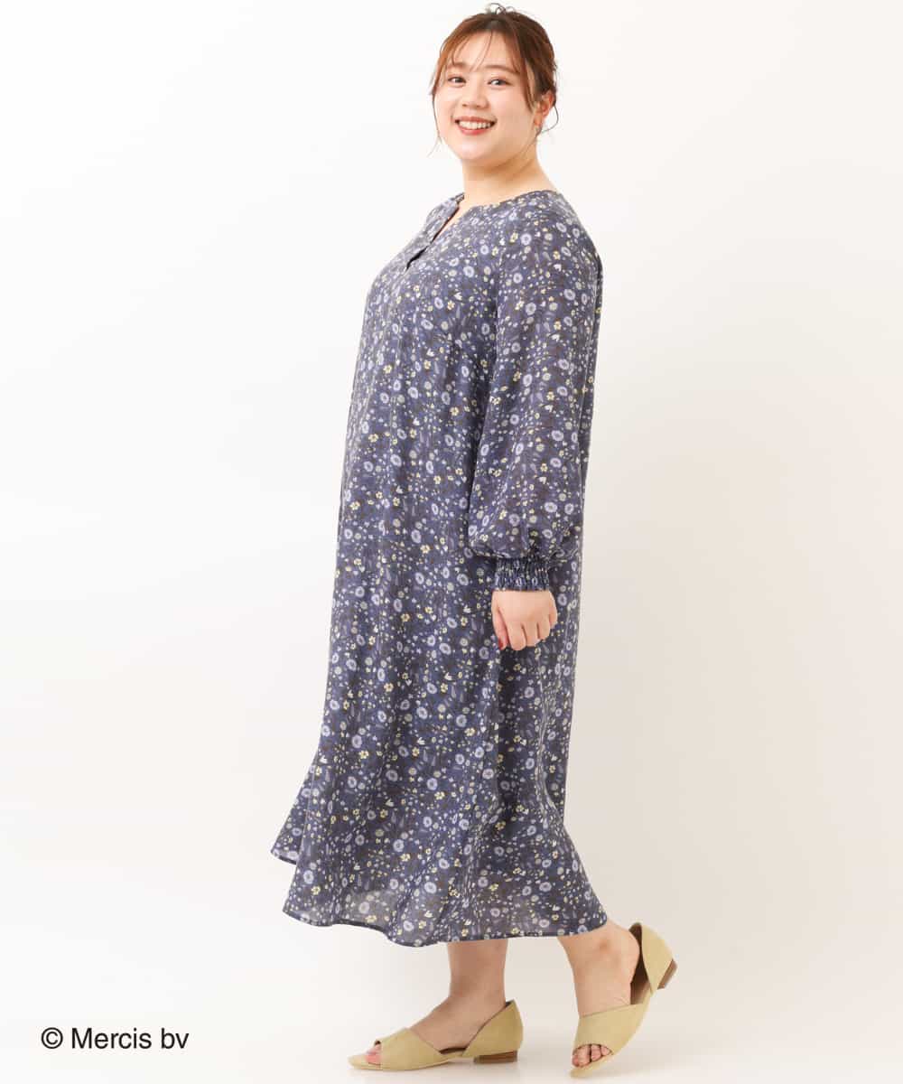 OLEDM05100 eur3(エウルキューブ) 【miffy×eur3】【大きいサイズ】ミッフィープリントワンピース ネイビー(57)