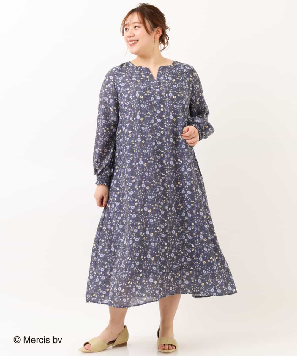 OLEDM05100 eur3(エウルキューブ) 【miffy×eur3】【大きいサイズ】ミッフィープリントワンピース ネイビー(57)
