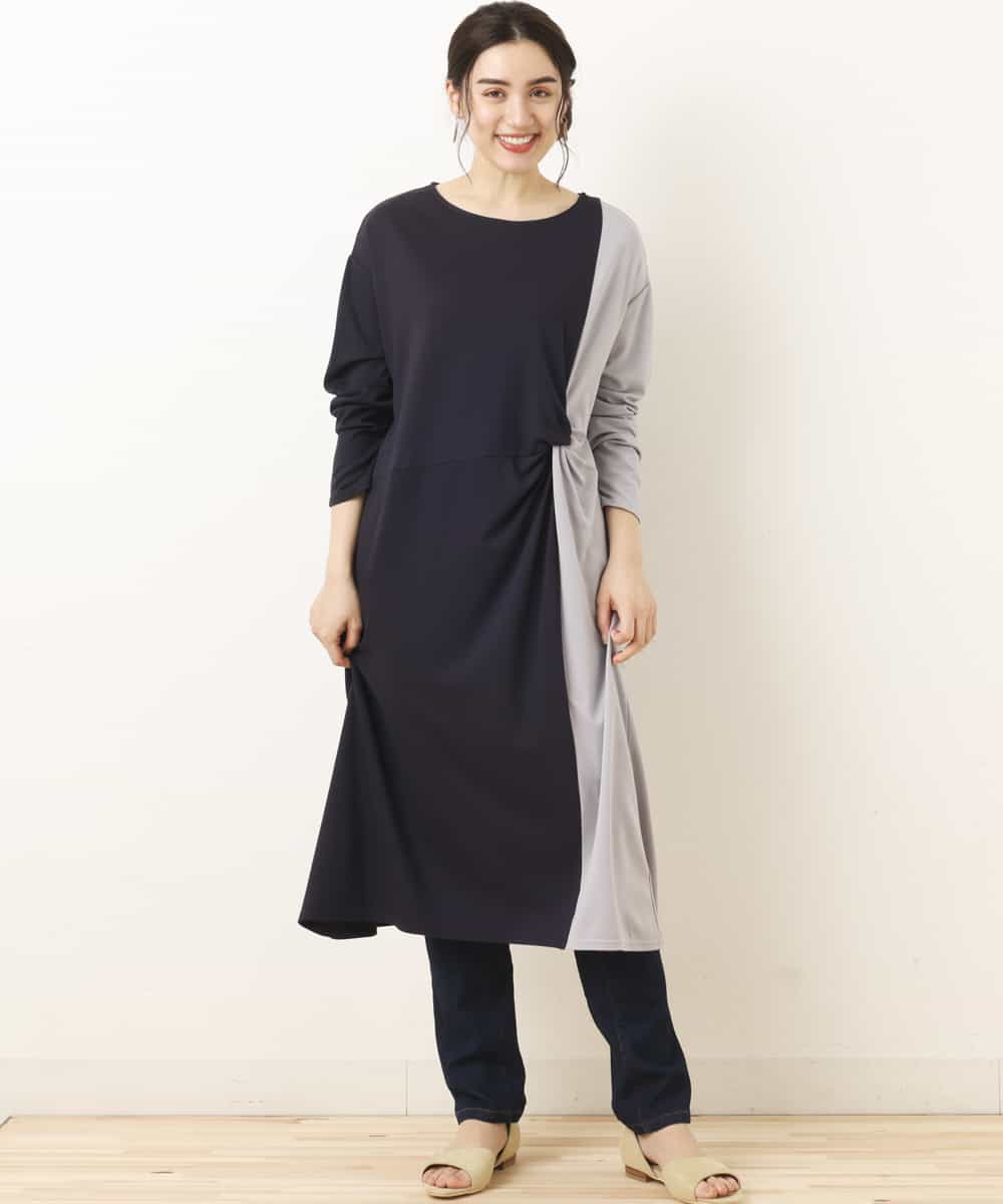 Eur3 エウルキューブ 大きいサイズ ねじりデザインバイカラーワンピース イトキンオンラインストア