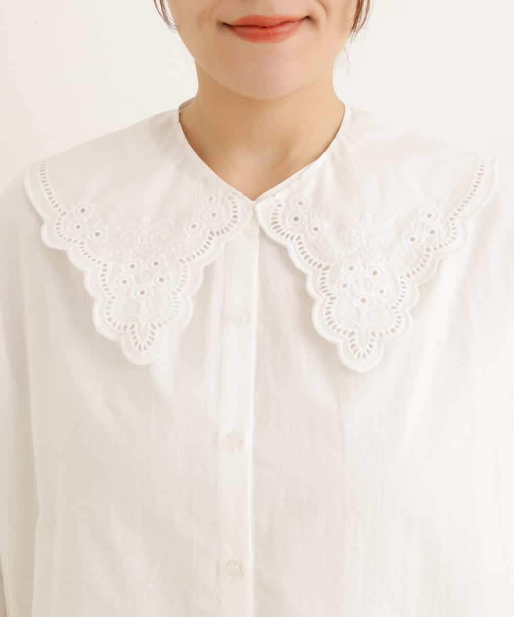 OLEDP02090 eur3(エウルキューブ) 【大きいサイズ】2WAYレース襟付きブラウス アイボリー(80)