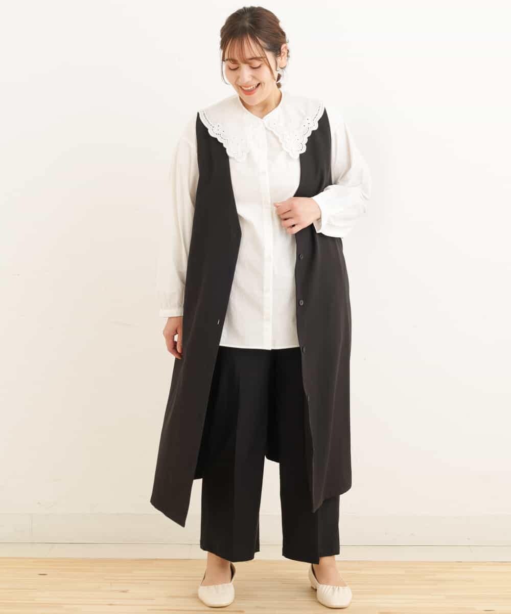 OLEDP02090 eur3(エウルキューブ) 【大きいサイズ】2WAYレース襟付きブラウス アイボリー(80)