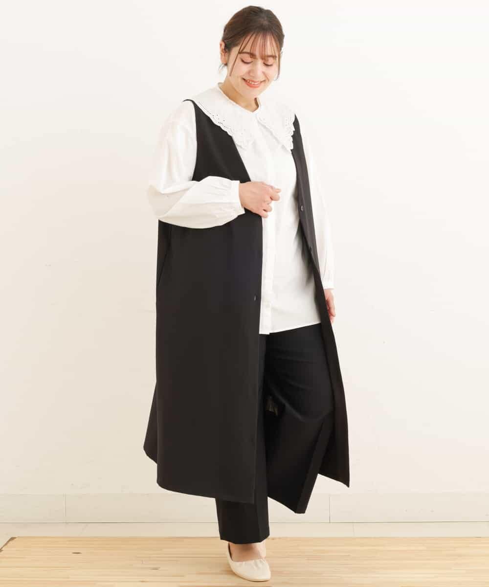 OLEDP02090 eur3(エウルキューブ) 【大きいサイズ】2WAYレース襟付きブラウス アイボリー(80)