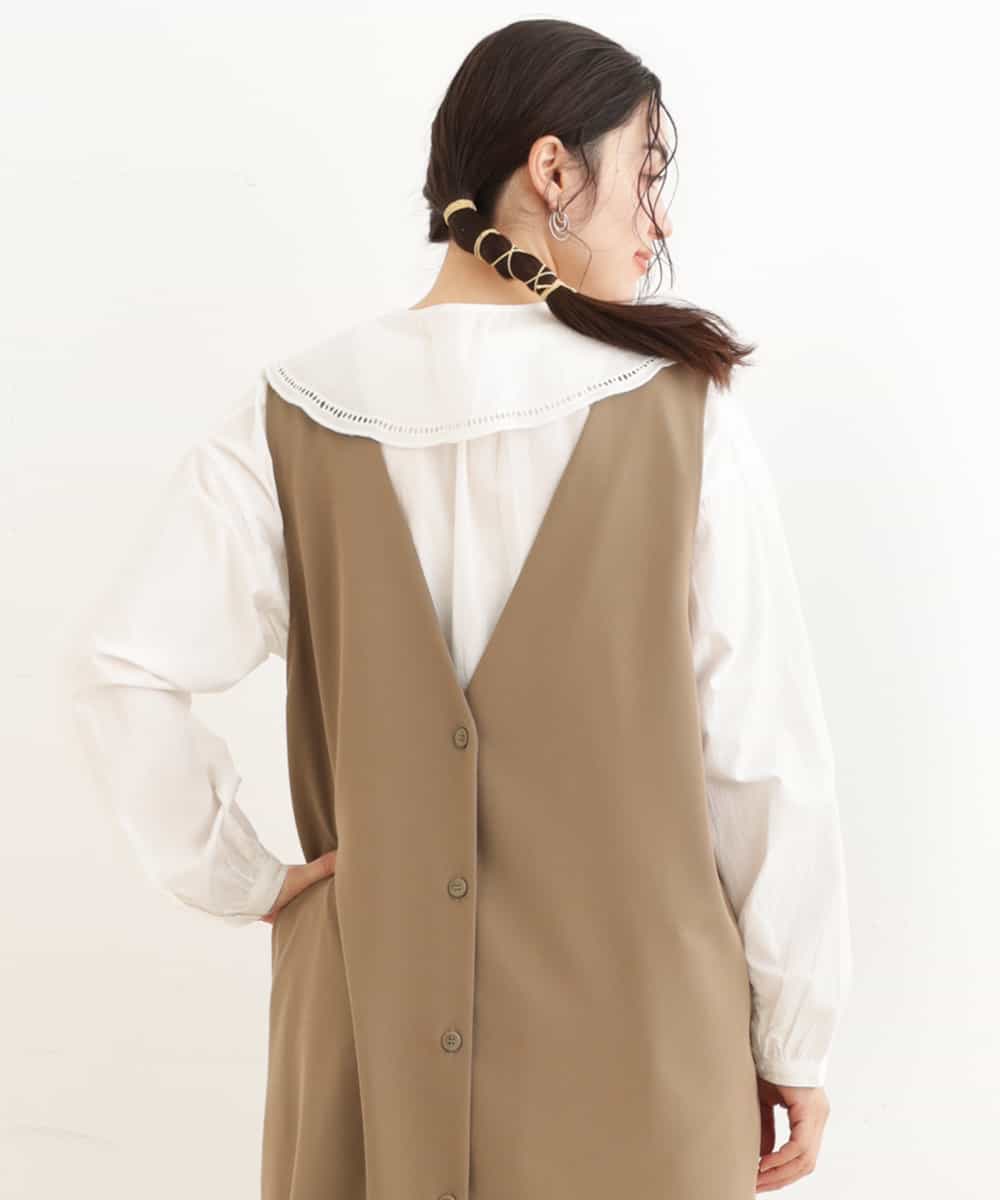 OLEDP02090 eur3(エウルキューブ) 【大きいサイズ】2WAYレース襟付きブラウス アイボリー(80)