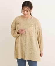 OLEDP06080 eur3(エウルキューブ) 【大きいサイズ】フラワープリントチュニック イエロー(25)