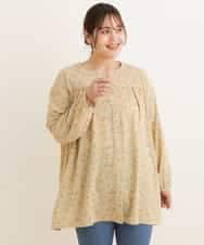 OLEDP06080 eur3(エウルキューブ) 【大きいサイズ】フラワープリントチュニック イエロー(25)