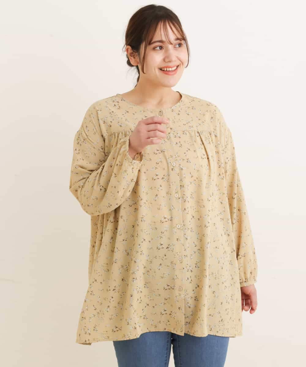 OLEDP06080 eur3(エウルキューブ) 【大きいサイズ】フラワープリントチュニック イエロー(25)