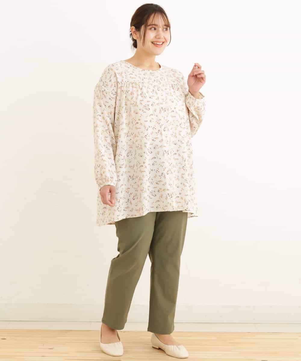 OLEDP06080 eur3(エウルキューブ) 【大きいサイズ】フラワープリントチュニック アイボリー(80)