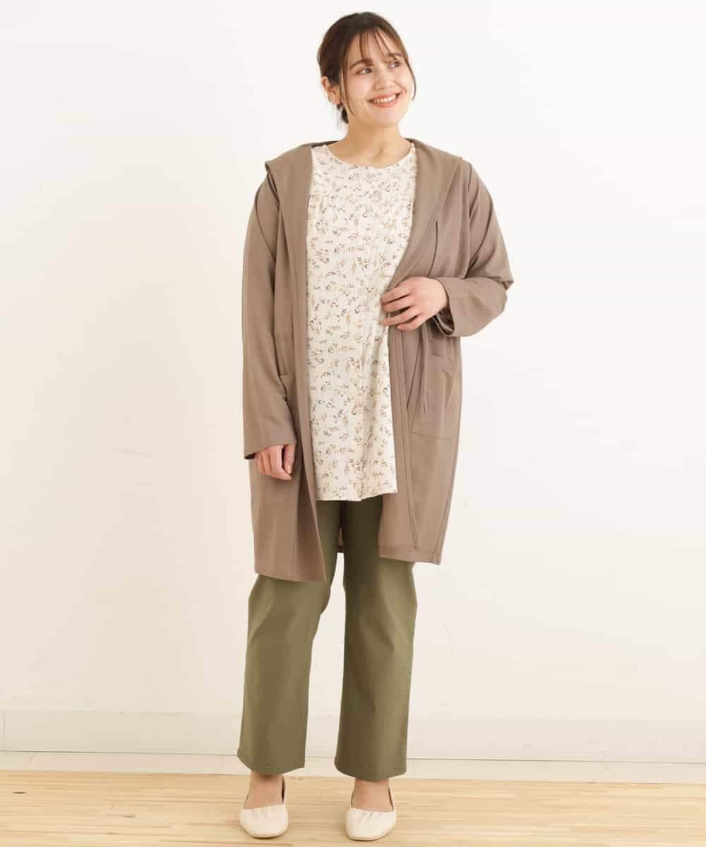 OLEDP06080 eur3(エウルキューブ) 【大きいサイズ】フラワープリントチュニック アイボリー(80)