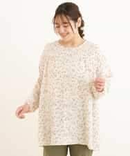 OLEDP06080 eur3(エウルキューブ) 【大きいサイズ】フラワープリントチュニック アイボリー(80)