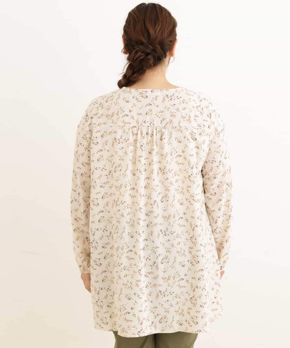 OLEDP06080 eur3(エウルキューブ) 【大きいサイズ】フラワープリントチュニック アイボリー(80)