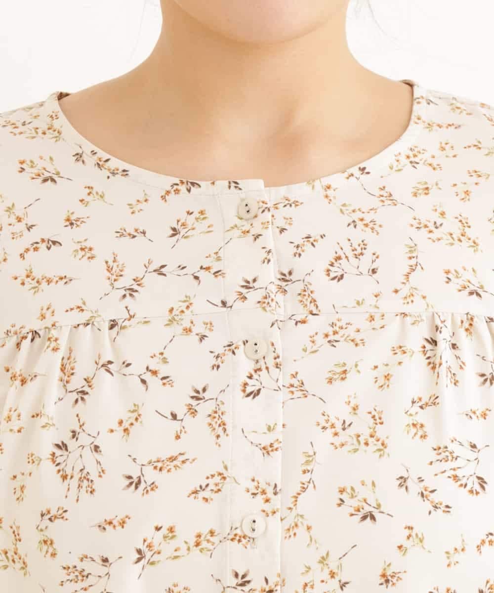 OLEDP06080 eur3(エウルキューブ) 【大きいサイズ】フラワープリントチュニック アイボリー(80)
