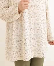 OLEDP06080 eur3(エウルキューブ) 【大きいサイズ】フラワープリントチュニック アイボリー(80)