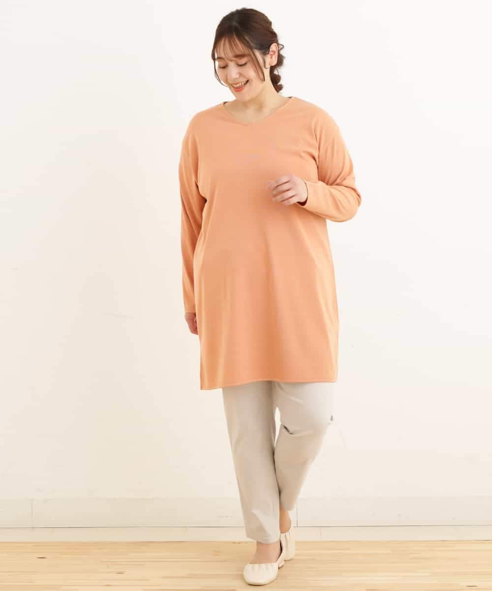 OLEDP17080 eur3(エウルキューブ) 【大きいサイズ】サラッと着心地のVネックチュニック オレンジ(15)