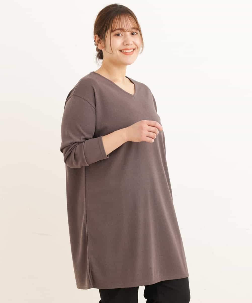 OLEDP17080 eur3(エウルキューブ) 【大きいサイズ】サラッと着心地のVネックチュニック ダークグレー(93)