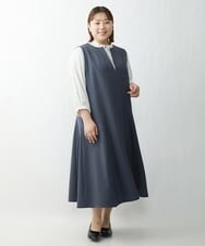 OLEDS04120 eur3(エウルキューブ) 【大きいサイズ】フレアジャンバースカート グレー(92)